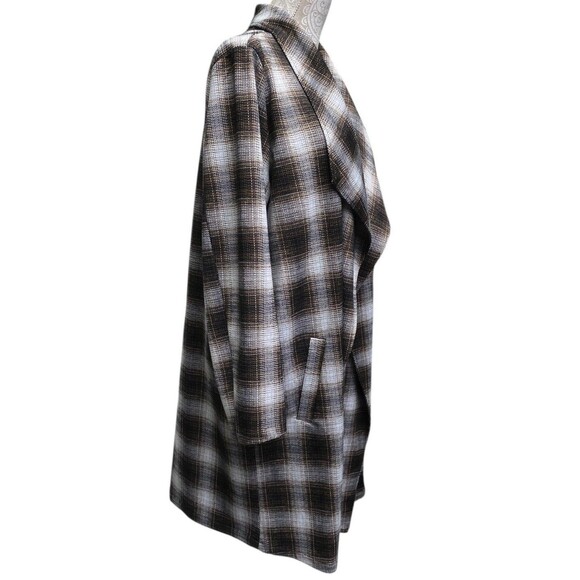 BB Dakota Steve Madden Academia Plaid Longline Blazer Jacket Brown Size L - Picture 6 of 12